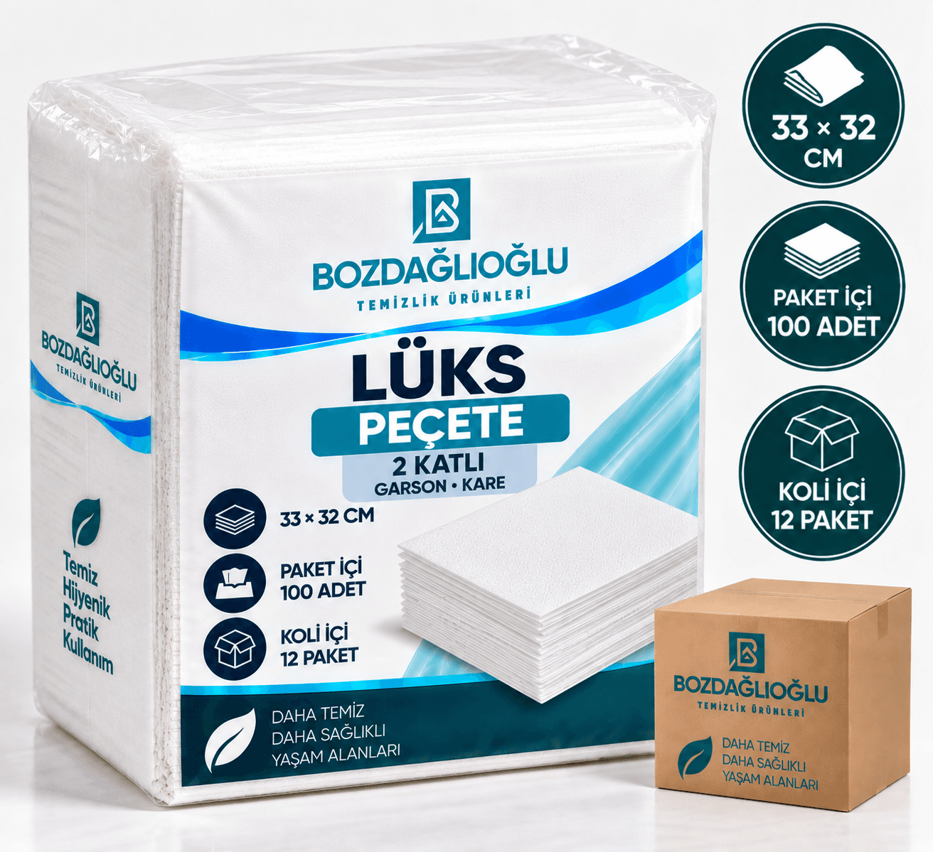 Dodo 33*32 Lüks Peçete 2 Katlı (Garson, Kare)